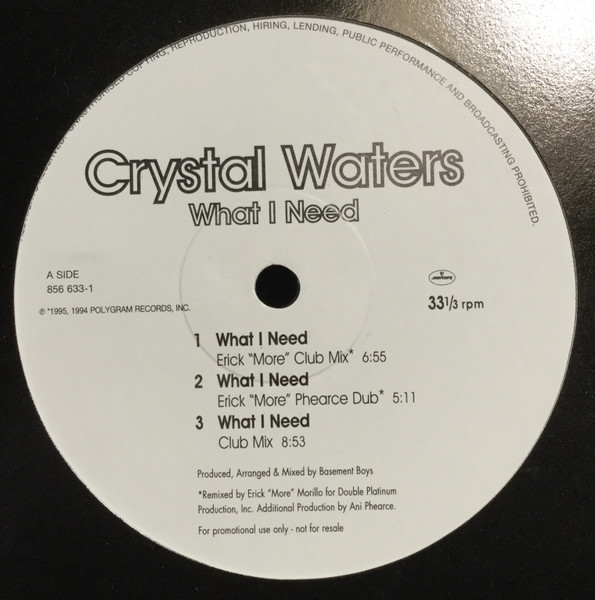 Crystal Waters - What I Need | Mercury (856 633-1) - main Crystal Waters - What I Need | Mercury (856 633-1) - main