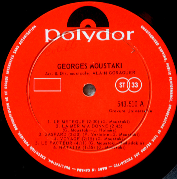 Georges Moustaki - Le Métèque | Polydor (543.510) - 4