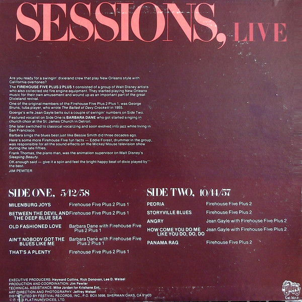 Firehouse Five Plus Two - Sessions, Live | Calliope (CAL 3017) - 2 Firehouse Five Plus Two - Sessions, Live | Calliope (CAL 3017) - 2