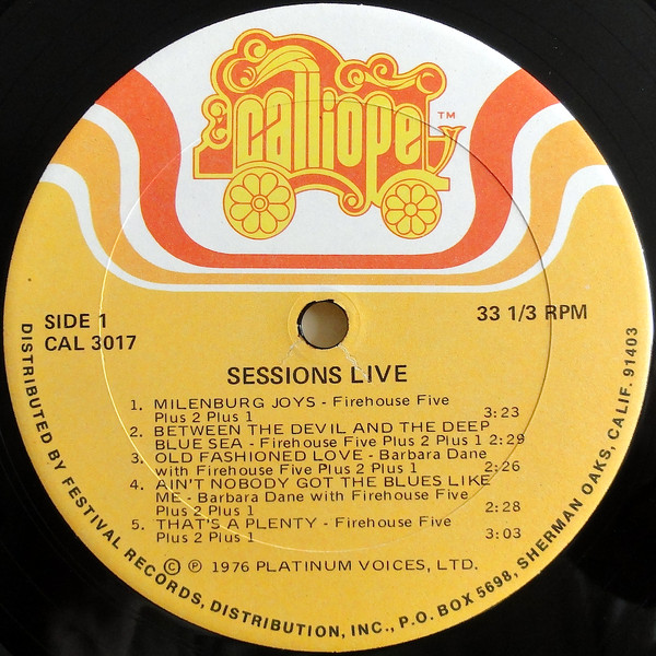Firehouse Five Plus Two - Sessions, Live | Calliope (CAL 3017) - 3 Firehouse Five Plus Two - Sessions, Live | Calliope (CAL 3017) - 3