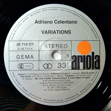Adriano Celentano - Variations | Ariola (28 714 OT) - 3 Adriano Celentano - Variations | Ariola (28 714 OT) - 3