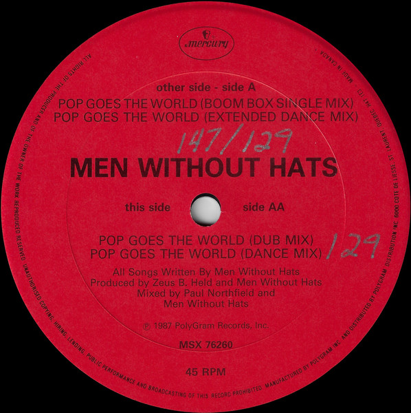 Men Without Hats - Pop Goes The World | Mercury (MSX 76260) - 4