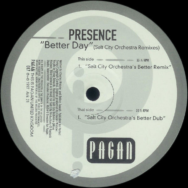 Presence - Better Day (Salt City Orchestra Remixes) | Pagan (PAGAN 017) - main