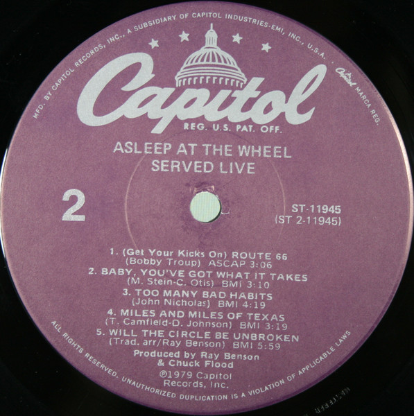 Asleep At The Wheel - Served Live | Capitol Records (ST-11945) - 4 Asleep At The Wheel - Served Live | Capitol Records (ST-11945) - 4