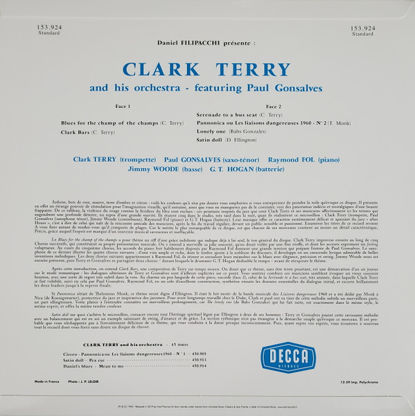 Clark Terry And His Orchestra Featuring Paul Gonsalves - Clark Terry And His Orchestra - Featuring Paul Gonsalves | Disques Decca (153.924) - 3