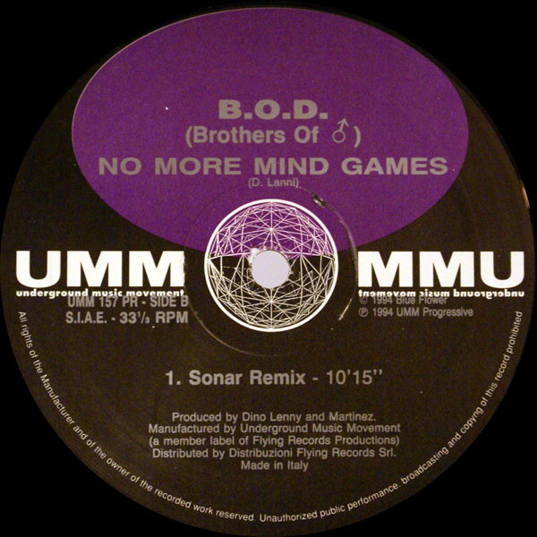 B.O.D. - No More Mind Games | UMM (UMM 157 PR) - 2