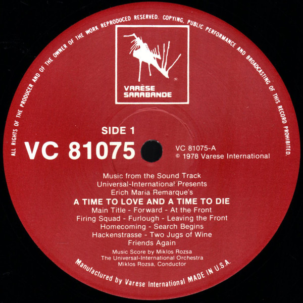 Miklós Rózsa - A Time To Love And A Time To Die (Original Motion Picture Soundtrack) | Varèse Sarabande (VC 81075) - 3 Miklós Rózsa - A Time To Love And A Time To Die (Original Motion Picture Soundtrack) | Varèse Sarabande (VC 81075) - 3