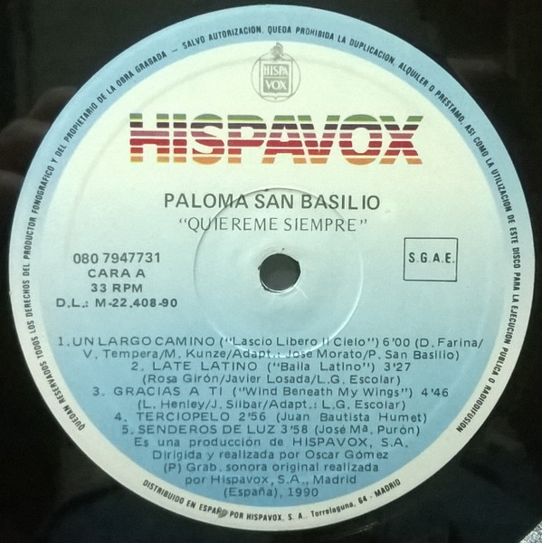 Paloma San Basilio - Quiéreme Siempre | Hispavox (080 7947731) - 3