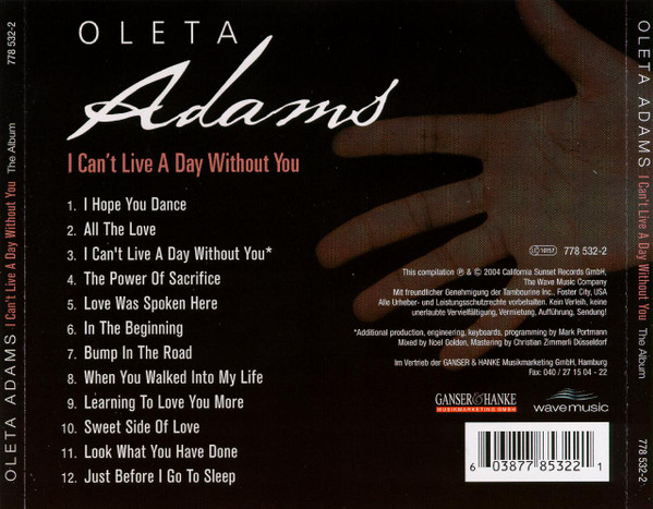 Oleta Adams - I Can't Live A Day Without You | Wavemusic (778 532-2) - 2