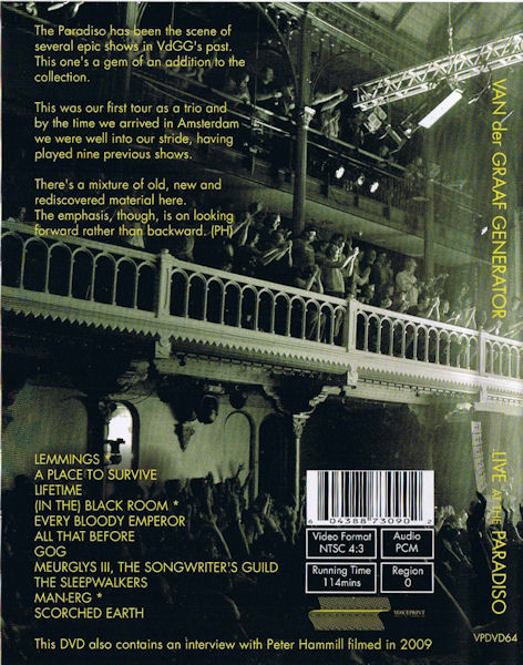 Van Der Graaf Generator - Live At The Paradiso 14:04:07 | Voiceprint (VPDVD64) - 2
