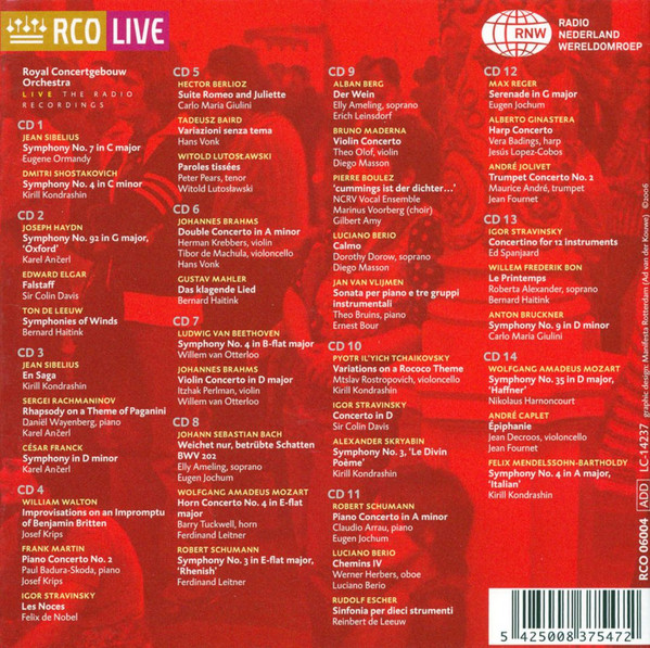 Concertgebouworkest - Live, The Radio Recordings 1970-1980 | RCO Live (RCO 06004) - 2