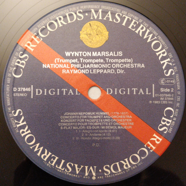 Joseph Haydn • Johann Nepomuk Hummel • Leopold Mozart , Wynton Marsalis , National Philharmonic Orchestra , Raymond Leppard - Trumpet Concertos | CBS Masterworks (D 37846) - 4