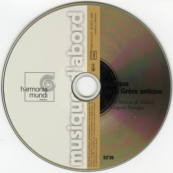 Atrium Musicae De Madrid , Gregorio Paniagua - Musique De La Grèce Antique | Harmonia Mundi France (HMA 1951015) - 3 Atrium Musicae De Madrid , Gregorio Paniagua - Musique De La Grèce Antique | Harmonia Mundi France (HMA 1951015) - 3