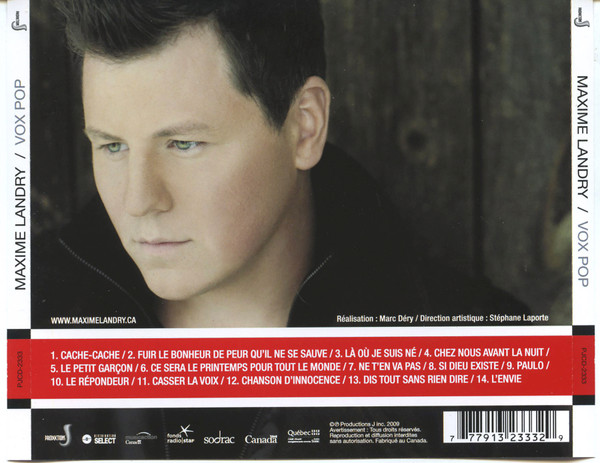 Maxime Landry - Vox Pop | Productions J (PJCD 2333) - 2 Maxime Landry - Vox Pop | Productions J (PJCD 2333) - 2