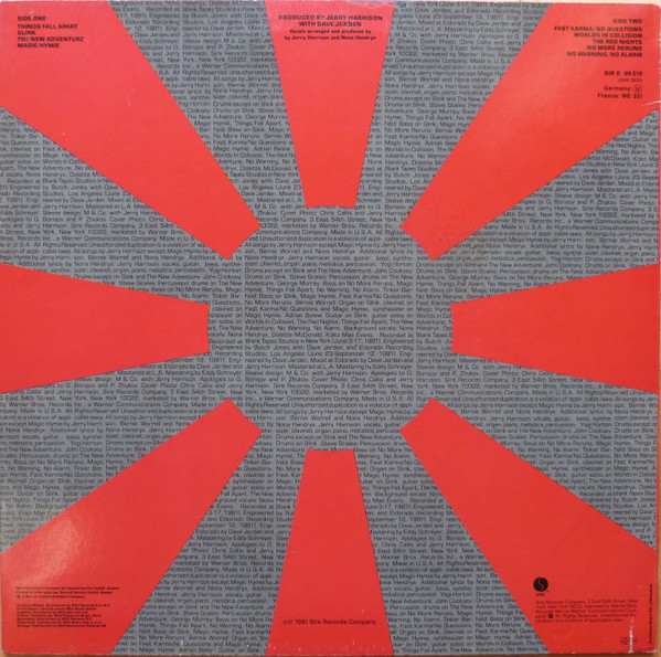 Jerry Harrison - The Red And The Black | Sire (SIR 99519) - 2 Jerry Harrison - The Red And The Black | Sire (SIR 99519) - 2