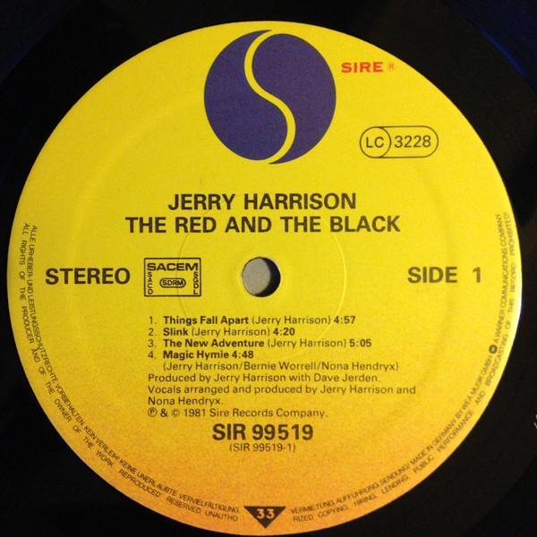 Jerry Harrison - The Red And The Black | Sire (SIR 99519) - 4 Jerry Harrison - The Red And The Black | Sire (SIR 99519) - 4