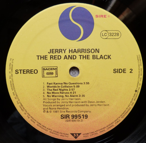 Jerry Harrison - The Red And The Black | Sire (SIR 99519) - 3 Jerry Harrison - The Red And The Black | Sire (SIR 99519) - 3
