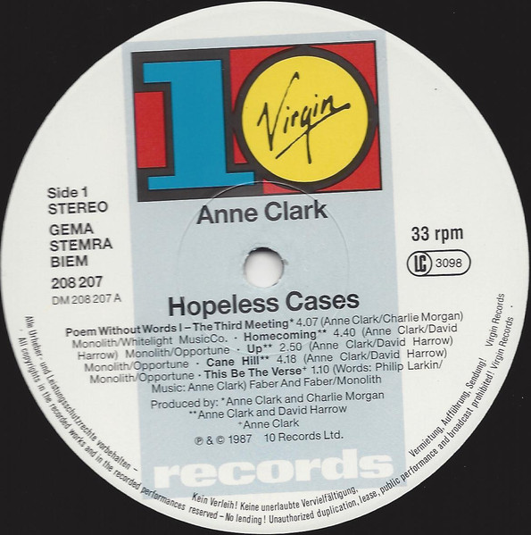 Anne Clark - Hopeless Cases | 10 Records (208 207) - 3 Anne Clark - Hopeless Cases | 10 Records (208 207) - 3
