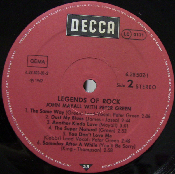 John Mayall - The Legends Of Rock | Decca (6.28502 DP) - 4