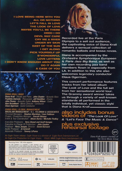 Diana Krall - Live In Paris | Eagle Vision (EREDV250) - 2 Diana Krall - Live In Paris | Eagle Vision (EREDV250) - 2