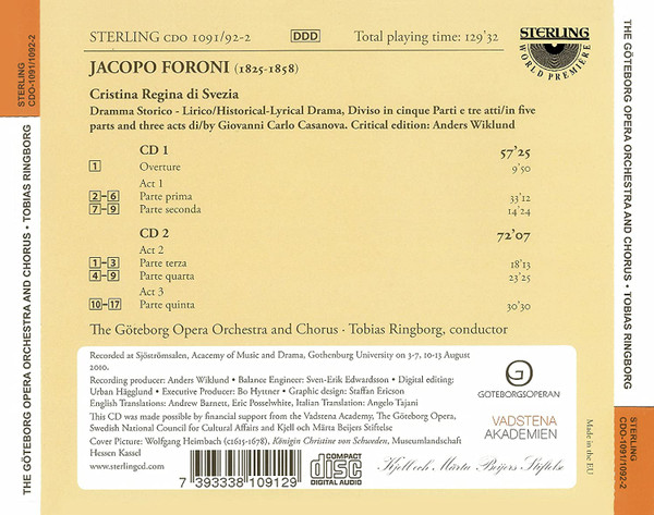 Jacopo Foroni - Cristina Regina di Svezia | Sterling (CDO-1091/1092-2) - 2