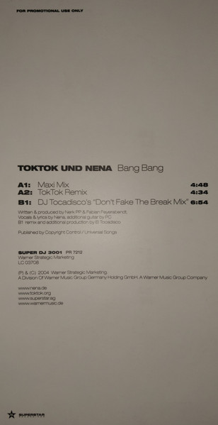 Toktok Und Nena - Bang Bang | Superstar Recordings (SUPER DJ 3001) - 4 Toktok Und Nena - Bang Bang | Superstar Recordings (SUPER DJ 3001) - 4