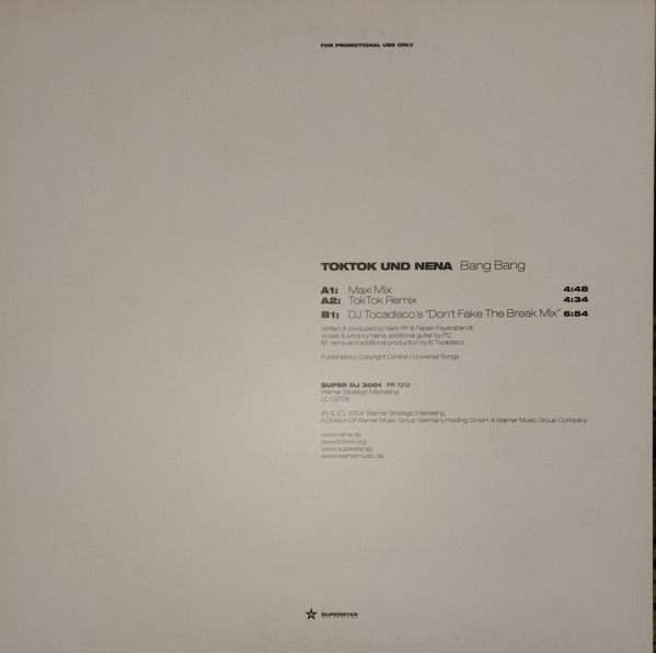 Toktok Und Nena - Bang Bang | Superstar Recordings (SUPER DJ 3001) - 3 Toktok Und Nena - Bang Bang | Superstar Recordings (SUPER DJ 3001) - 3