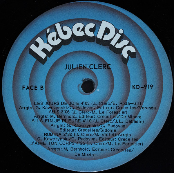 Julien Clerc - Julien Clerc [Vinyl] | Kébec-Disc (KD-919) - 2