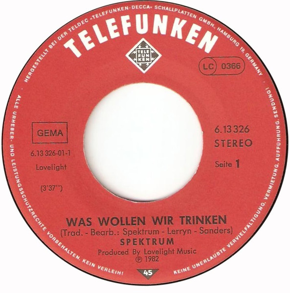 Spektrum - Was Wollen Wir Trinken | Telefunken (6.13326) - 3