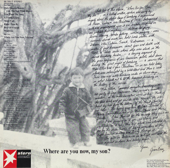 Joan Baez - Where Are You Now, My Son? | A&M Records (86 769 IT) - 2