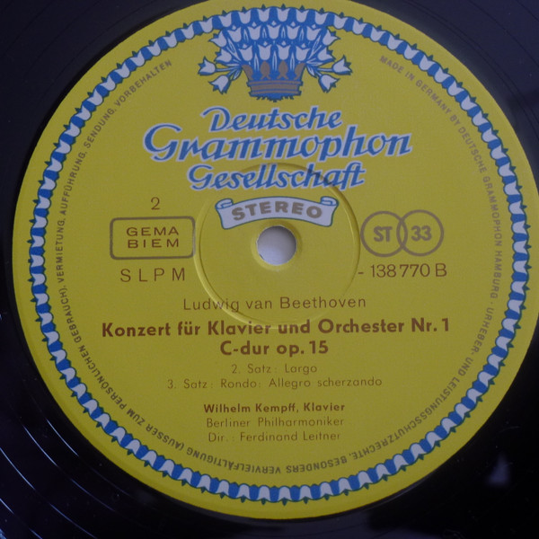 Ludwig van Beethoven - Berliner Philharmoniker , Ferdinand Leitner , Wilhelm Kempff - Fünf Klavierkonzerte | Deutsche Grammophon (SLPM 138770/73) - 3