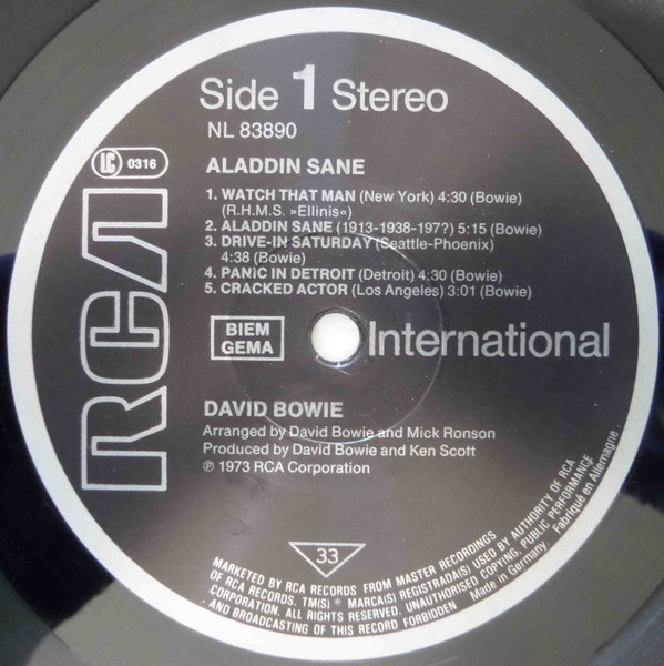 David Bowie - Aladdin Sane | RCA International (NL 83890) - 3 David Bowie - Aladdin Sane | RCA International (NL 83890) - 3