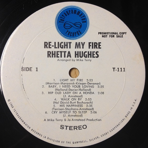 Rhetta Hughes - Re-Light My Fire | Tetragrammaton Records (T - 111) - 3
