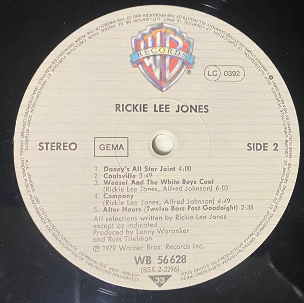 Rickie Lee Jones - Rickie Lee Jones | Warner Bros. Records (WB 56 628) - 4 Rickie Lee Jones - Rickie Lee Jones | Warner Bros. Records (WB 56 628) - 4