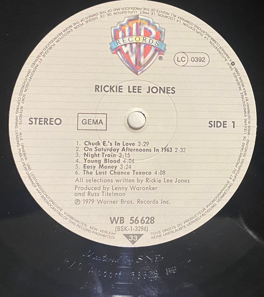 Rickie Lee Jones - Rickie Lee Jones | Warner Bros. Records (WB 56 628) - 3 Rickie Lee Jones - Rickie Lee Jones | Warner Bros. Records (WB 56 628) - 3