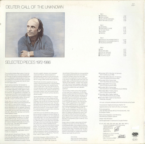 Deuter - Call Of The Unknown - Selected Pieces 1972-1986 | Kuckuck (076/77) - 2
