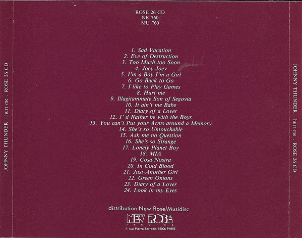 Johnny Thunders - Hurt Me | New Rose Records (ROSE 26 CD) - 2