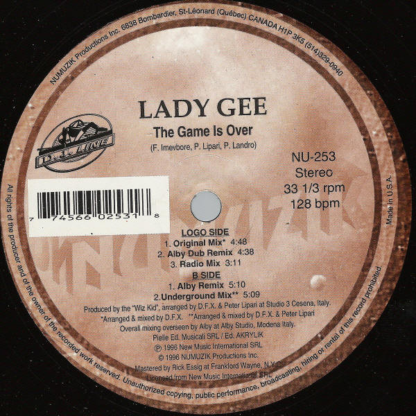 Lady Gee - The Game Is Over | Numuzik Inc. (NU-253) - main Lady Gee - The Game Is Over | Numuzik Inc. (NU-253) - main