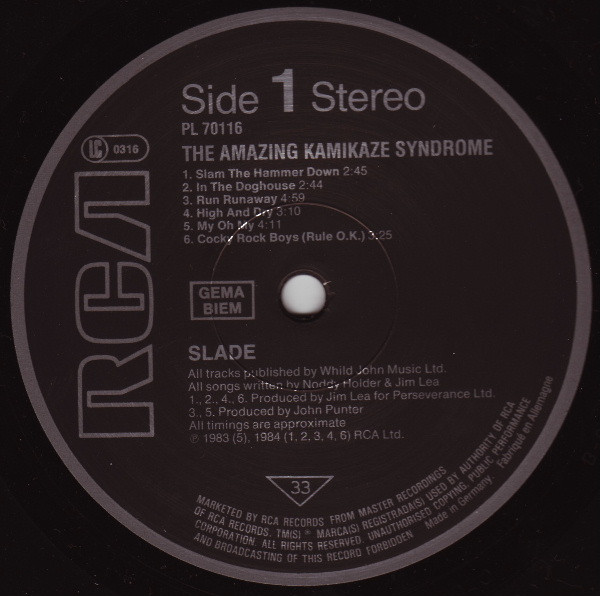 Slade - The Amazing Kamikaze Syndrome | RCA (PL 70116) - 3 Slade - The Amazing Kamikaze Syndrome | RCA (PL 70116) - 3