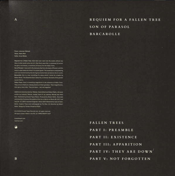 Lubomyr Melnyk - Fallen Trees | Erased Tapes Records (ERATP116LP) - 2