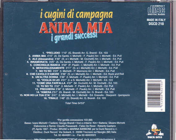 I Cugini Di Campagna - Anima Mia (I Grandi Successi) | Duck Gold (DGCD 210) - 4 I Cugini Di Campagna - Anima Mia (I Grandi Successi) | Duck Gold (DGCD 210) - 4