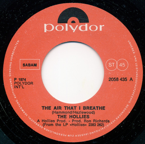 The Hollies - The Air That I Breathe | Polydor (2058 435) - 3