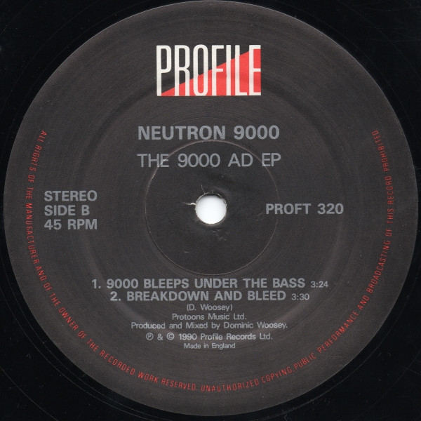 Neutron 9000 - The 9000 AD EP | Profile Records (PROFT 320) - 3