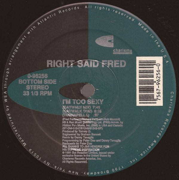 Right Said Fred - I'm Too Sexy | Charisma (0-96256) - 4 Right Said Fred - I'm Too Sexy | Charisma (0-96256) - 4