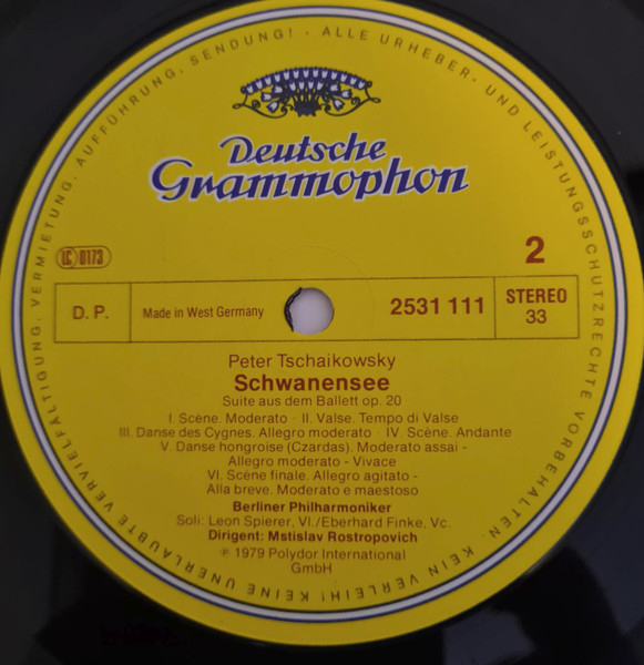 Pyotr Ilyich Tchaikovsky , Berliner Philharmoniker · Mstislav Rostropovich - Ballett-Suiten 2 [Vinyl] | Deutsche Grammophon (2531 111) - 4