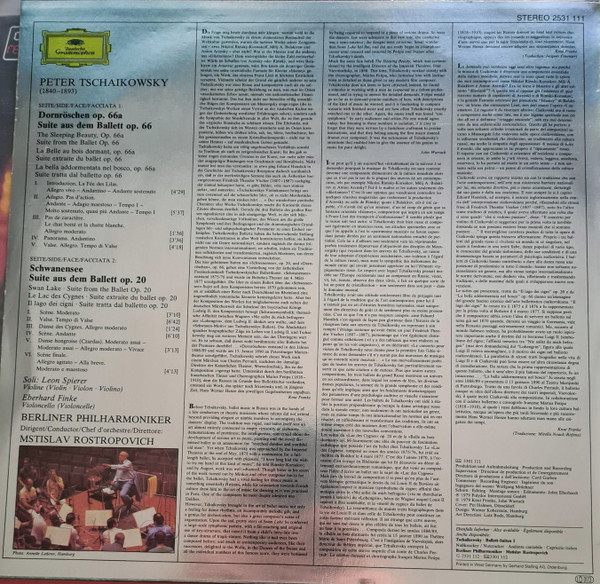 Pyotr Ilyich Tchaikovsky , Berliner Philharmoniker · Mstislav Rostropovich - Ballett-Suiten 2 [Vinyl] | Deutsche Grammophon (2531 111) - 2