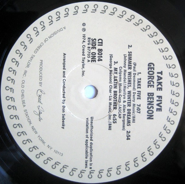 George Benson - Take Five | CTI Records (CTI 8014) - 3 George Benson - Take Five | CTI Records (CTI 8014) - 3