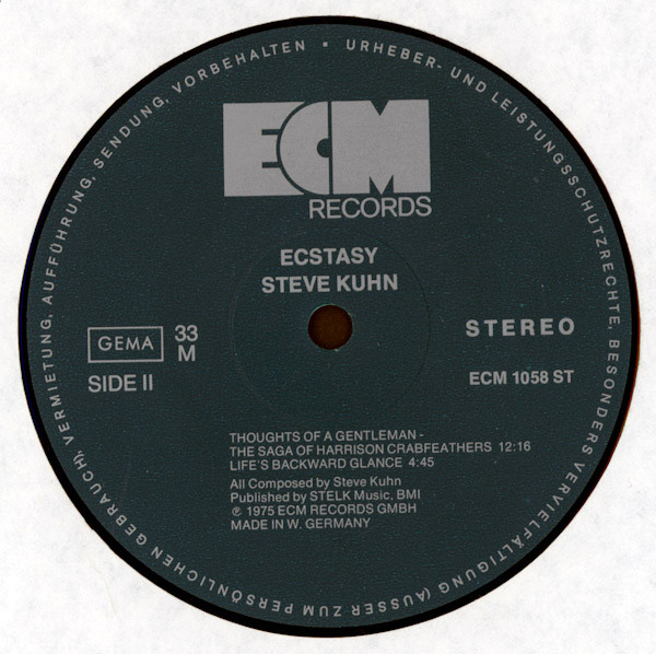 Steve Kuhn - Ecstasy | ECM Records (ECM 1058 ST) - 4 Steve Kuhn - Ecstasy | ECM Records (ECM 1058 ST) - 4