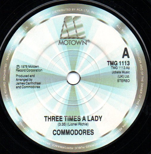 Commodores - Three Times A Lady | Motown (TMG 1113) - main