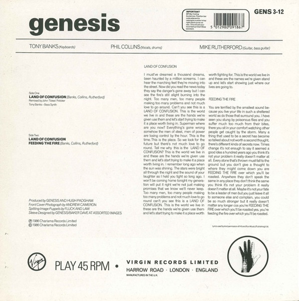 Genesis - Land Of Confusion | Virgin (GENS 3-12) - 2